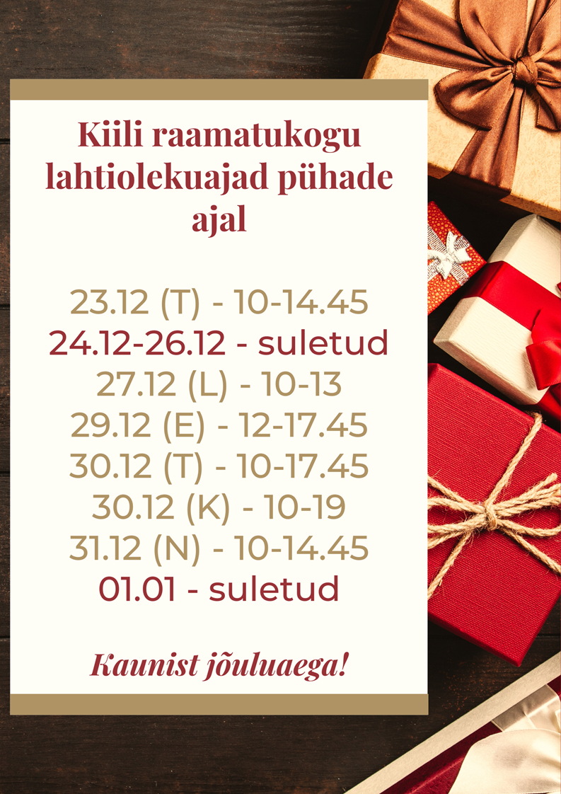 Lahtiolekuajad pühadel vahendatud