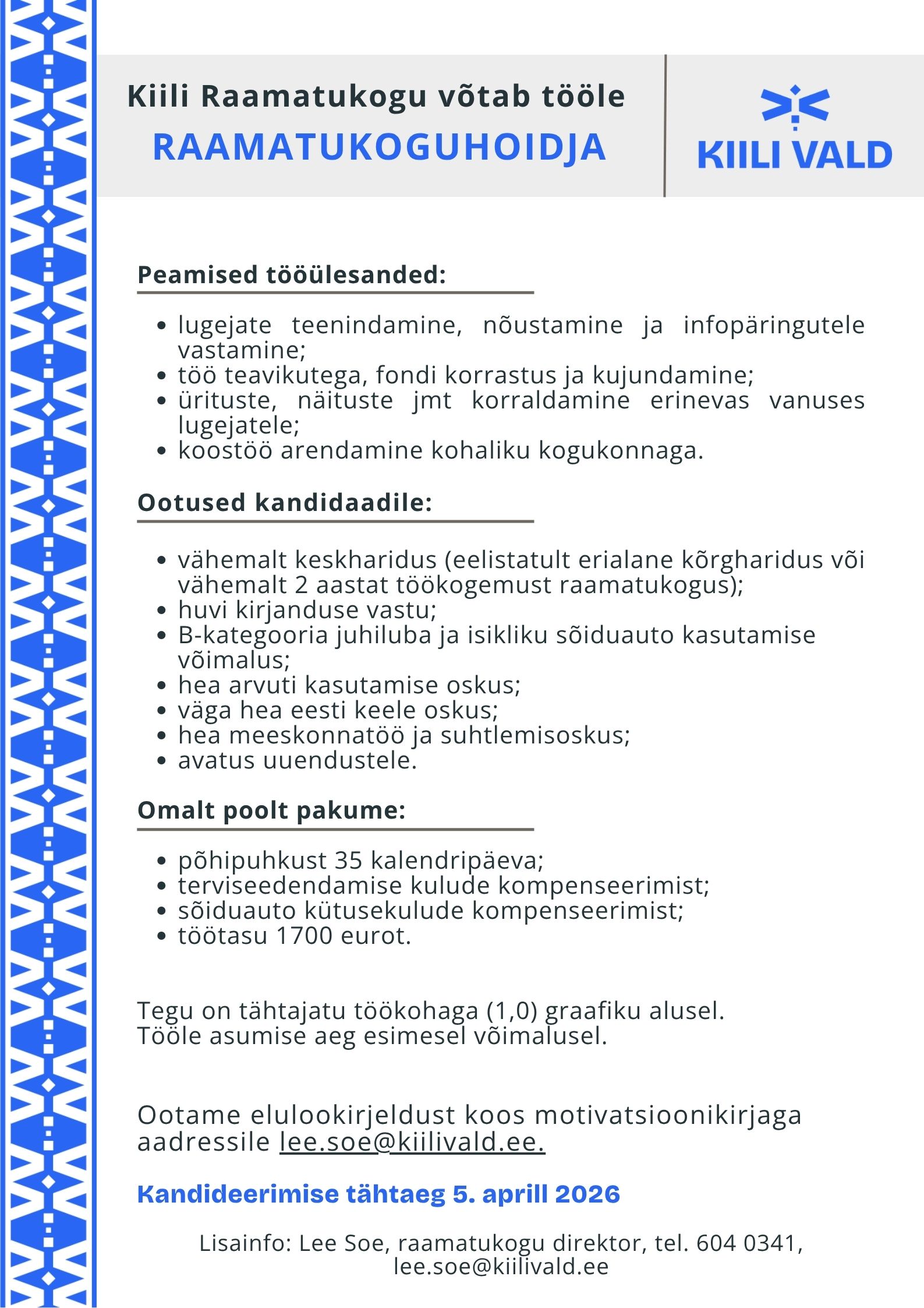 Raamatukoguhoidja 20.03.2026